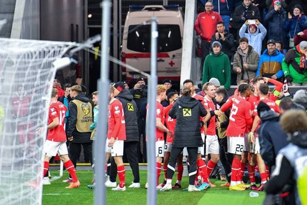 SOCCER - UEFA EURO, EM, Europameisterschaft,Fussball 2024 Quali, AUT vs EST LINZ,AUSTRIA,27.MAR.23 - SOCCER - European Qualifiers 2024, OEFB international match, Länderspiel, Nationalmannschaft Austria vs Estland. Image shows the rejoicing of team AUT.  GEPAxpictures xChristianxMoser