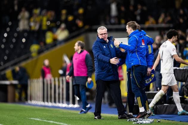 230327 Head coach Janne Andersson of Sweden after the UEFA Euro Qualifier football match between Sweden and Azerbaijan on March 27, 2023 in Stockholm. Azerbaijan cheers,  Copyright: JESPERxZERMAN BB230327JZ053