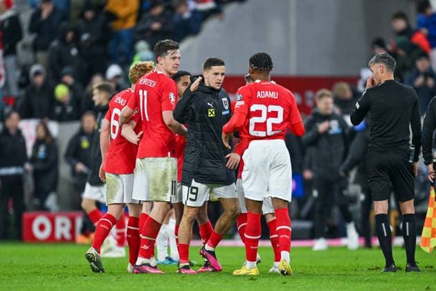 SOCCER - UEFA EURO, EM, Europameisterschaft,Fussball 2024 Quali, AUT vs EST LINZ,AUSTRIA,27.MAR.23 - SOCCER - European Qualifiers 2024, OEFB international match, Länderspiel, Nationalmannschaft Austria vs Estland. Image shows the rejoicing of team AUT.  GEPAxpictures xChristianxMoser