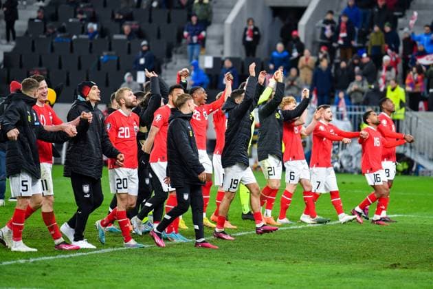 SOCCER - UEFA EURO, EM, Europameisterschaft,Fussball 2024 Quali, AUT vs EST LINZ,AUSTRIA,27.MAR.23 - SOCCER - European Qualifiers 2024, OEFB international match, Länderspiel, Nationalmannschaft Austria vs Estland. Image shows the rejoicing of team AUT.  GEPAxpictures xChristianxMoser