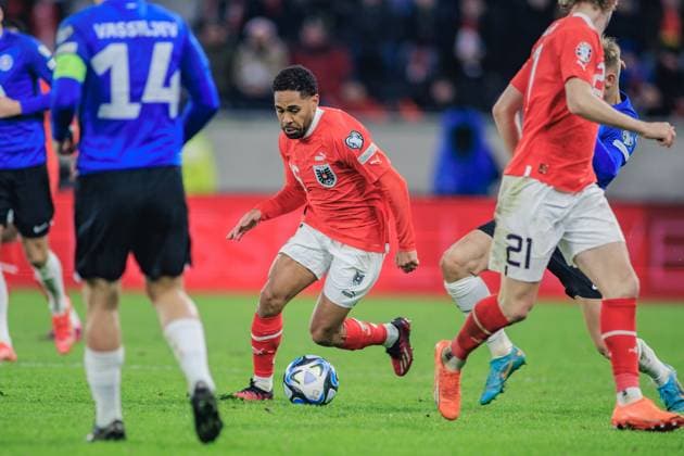 SOCCER - UEFA EURO, EM, Europameisterschaft,Fussball 2024 Quali, AUT vs EST LINZ,AUSTRIA,24.MAR.27 - SOCCER - European Qualifiers 2024, OEFB international match, Länderspiel, Nationalmannschaft Austria vs Estland. Image shows Philipp Mwene (AUT).  GEPAxpictures xManuelxBinder