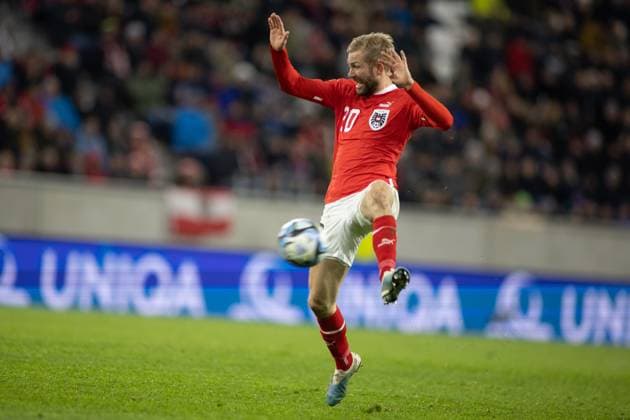 SOCCER - UEFA EURO, EM, Europameisterschaft,Fussball 2024 Quali, AUT vs EST LINZ,AUSTRIA,24.MAR.27 - SOCCER - European Qualifiers 2024, OEFB international match, Länderspiel, Nationalmannschaft Austria vs Estland. Image shows Konrad Laimer (AUT).  GEPAxpictures xManuelxBinder