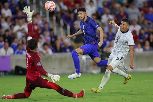 March 27, 2023: Orlando, Florida, USA: United States forward RICARDO PEPI (9) drives a kick in for a goal during the USMNT vs El Salvador Concacaf Nations League match at Exploria Stadium in Orlando. Orlando USA - ZUMAk149 20230327_zsp_k149_043 Copyright: xCoryxKnowltonx