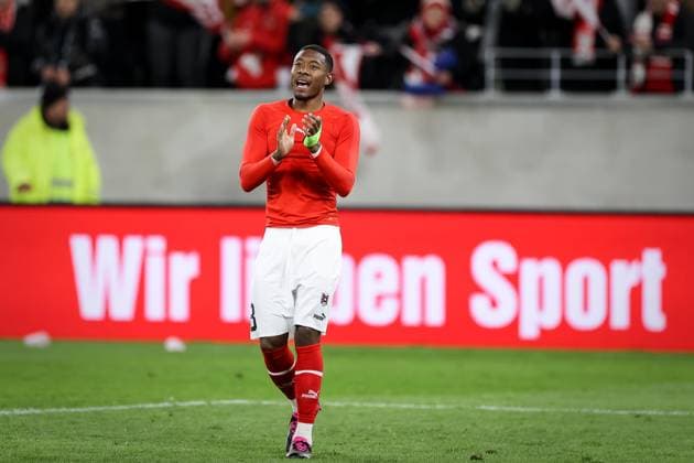 Sport Bilder des Tages SOCCER - UEFA EURO, EM, Europameisterschaft,Fussball 2024 Quali, AUT vs EST LINZ,AUSTRIA,27.MAR.23 - SOCCER - European Qualifiers 2024, OEFB international match, Länderspiel, Nationalmannschaft Austria vs Estland. Image shows the rejoicing of David Alaba (AUT).  GEPAxpictures xManfredxBinder
