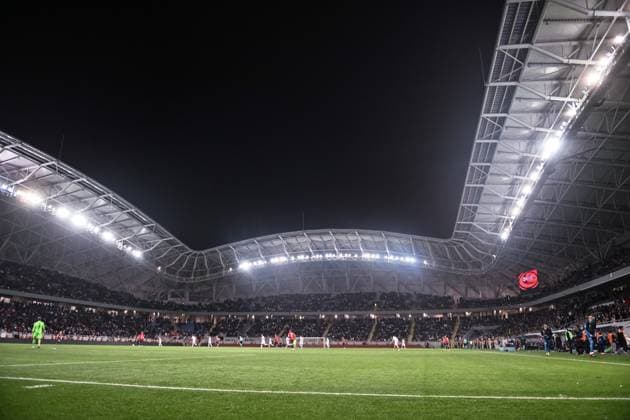 BATUMI, GEORGIA - MARCH 28: A general view of the stadium during the match between Georgia and Norway at Batumi Stadiumon March 28, 2023 in Batumi, G Georgia v Norway: Group A - UEFA EURO, EM, Europameisterschaft,Fussball 2024 Qualifying Round Copyright: xSebastianxFrej MBxMediax