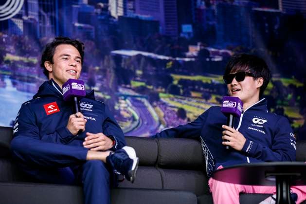DE VRIES Nyck (ned), Scuderia AlphaTauri AT04, portrait TSUNODA Yuki (jap), Scuderia AlphaTauri AT04, portrait during the Formula 1 Rolex Australian Grand Prix 2023, 3rd round of the 2023 Formula One World Championship, WM, Weltmeisterschaft from March 31 to April 2, 2023 on the Albert Park Circuit, in Melbourne, Australia - F1 - AUSTRALIAN GRAND PRIX 2023 DPPI Panoramic  00122006__R3_7315