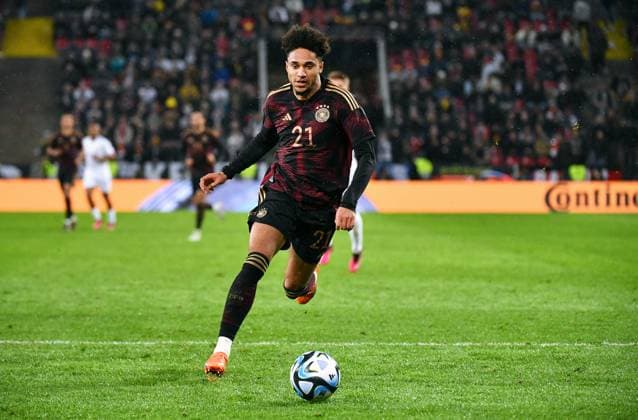 Football, Men, Germany, National Team, International Match, Rhein Energie Stadion Cologne Germany Belgium 2 3 Kevin Schade GER Action, Single Image DFB REGULATIONS PROHIBIT ANY USE OF PHOTOGRAPHS AS IMAGE SEQUENCES AND OR QUASI VIDEO