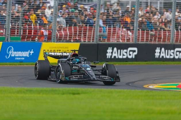 31st March 2023: Melbourne Grand Prix Circuit, Melbourne, Victoria, Australia: Australian Formula 1 Grand Prix: Free Practice: Number 63 Mercedes AMG Petronas driver George Russell during free practice 2 at the Australian Formula 1  ActionPlus12492265 StephenxBlackberry