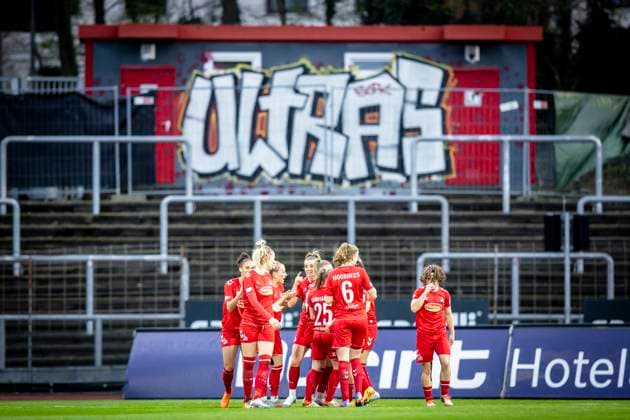 1 Women Bundesliga 1 FC Koeln MSV Duisburg, 31 03 2023 Joy about the 1 0 by Weronika Zawistowska 24, 1 FC Koeln during the match 1 FC Koeln MSV Duisburg on matchday 17 of the Women Soccer Bundesliga on 31 03 2023 at the Suedstadion in Koeln DFL REGULATIONS PROHIBIT ANY USE OF PHOTOGRAPHS AS IMAGE SEQUENCES AND OR QUASI VIDEO Copyright: xBEAUTIFULxSPORTS AxelxKohringx