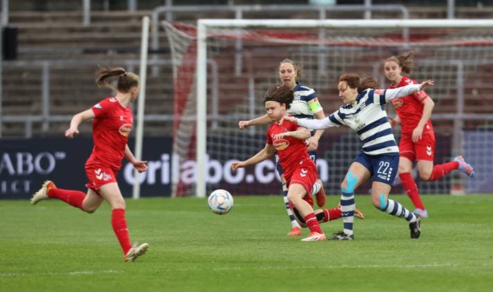 Ally Gudorf Cologne , Marija Ilic MSV , 1 FC Cologne MSV Duisburg, Flyeralarm Womens Bundesliga, Matchday 17, Cologne, Germany, 18 03 2023