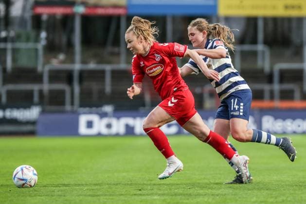Sports, Football, FLYERALARM Womens Bundesliga Season 2022 2023 17 Matchday 1 FC Köln MSV Duisburg 31 03 2023, Südstadion Köln Weronika Zaistowska 1 FC Koeln, 24 Emilie Henriksen MSV Duisburg, 14 Köln Südstadion Nordrhein Westfahlen Germany