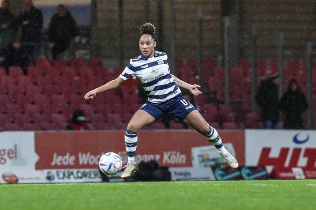 Sports, Football, FLYERALARM Womens Bundesliga Season 2022 2023 17 Matchday 1 FC Köln MSV Duisburg 31 03 2023, Südstadion Köln Vanessa Fürst MSV Duisburg, 8 Köln Südstadion Nordrhein Westfahlen Germany
