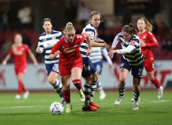 Lena Uebach Cologne , Brooke Gabrielle Denesik MSV , 1 FC Cologne MSV Duisburg, Flyeralarm Womens Bundesliga, Matchday 17, Cologne, Germany, 18 03 2023