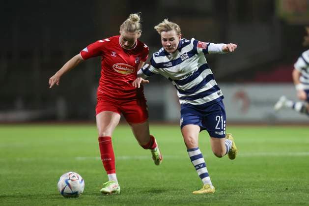 Lena Uebach Cologne , Sarah Freutel MSV , 1 FC Cologne MSV Duisburg, Flyeralarm Womens Bundesliga, Matchday 17, Cologne, Germany, 18 03 2023