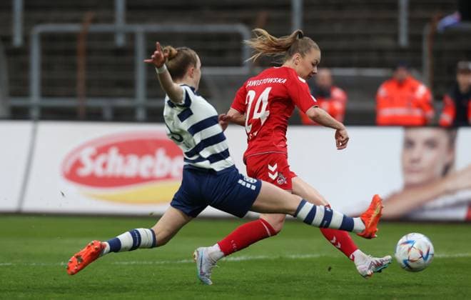 Paula Flach MSV , Weronika Zawistowska Cologne , 1 FC Cologne MSV Duisburg, Flyeralarm Womens Bundesliga, Matchday 17, Cologne, Germany, 18 03 2023