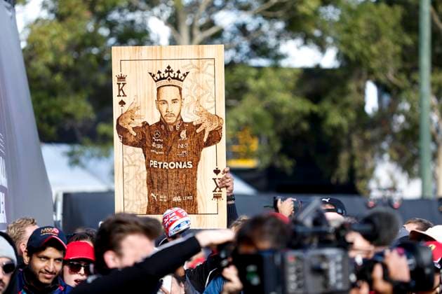 Fans of 44 Lewis Hamilton GBR, Mercedes AMG Petronas F1 Team , F1 Grand Prix of Australia at Albert Park Circuit on April 1, 2023 in Melbourne, Australia Photo by HOCH ZWEI Melbourne Australia