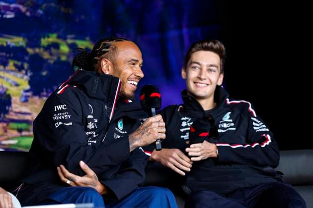 44 Lewis Hamilton GBR, Mercedes AMG Petronas F1 Team , 63 George Russell GBR, Mercedes AMG Petronas F1 Team , F1 Grand Prix of Australia at Albert Park Circuit on April 1, 2023 in Melbourne, Australia Photo by HOCH ZWEI Melbourne Australia
