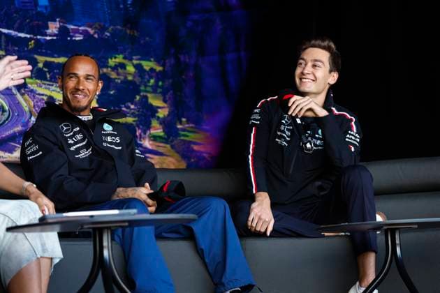 44 Lewis Hamilton GBR, Mercedes AMG Petronas F1 Team , 63 George Russell GBR, Mercedes AMG Petronas F1 Team , F1 Grand Prix of Australia at Albert Park Circuit on April 1, 2023 in Melbourne, Australia Photo by HOCH ZWEI Melbourne Australia