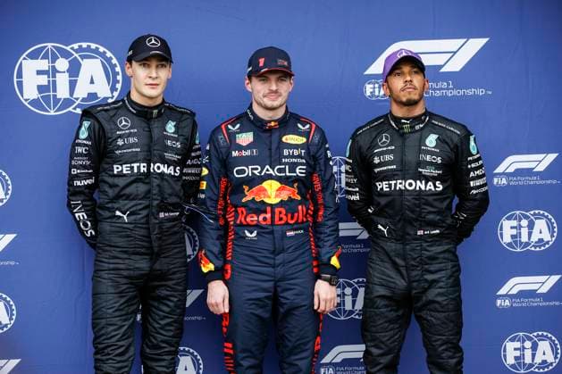 63 George Russell GBR, Mercedes AMG Petronas F1 Team , 1 Max Verstappen NLD, Oracle Red Bull Racing , 44 Lewis Hamilton GBR, Mercedes AMG Petronas F1 Team , F1 Grand Prix of Australia at Albert Park Circuit on April 1, 2023 in Melbourne, Australia Photo by HOCH ZWEI Melbourne Australia