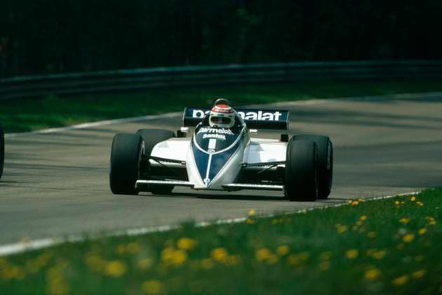 Archivbilder der Woche SPORT KW14 im Großen Preis von Belgien 1982 steuert Nelson Piquet einen Brabham BT0 BMW !,5turbo über die Rennstrecke Zolder *** in the 1982 Belgian Grand Prix Nelson Piquet drives a Brabham BT0 BMW ,5turbo around the Zolder race track