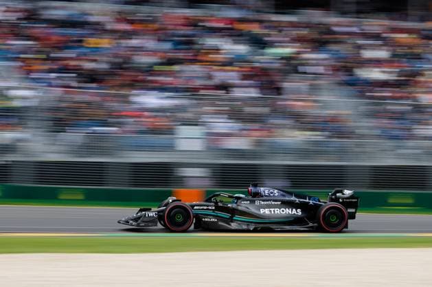 MELBOURNE, AUSTRALIA - APRIL 01: George Russell (63) driving for Mercedes-AMG PETRONAS F1 Team during FP3 at The Australian Formula One Grand Prix on April 01 2023, at The Melbourne Grand Prix Circuit in Albert Park, Australia. (Photo by Ivica Glavas Speed Media Icon Sportswire) AUTO: APR 01 F1 - Australian Grand Prix Icon23040121853