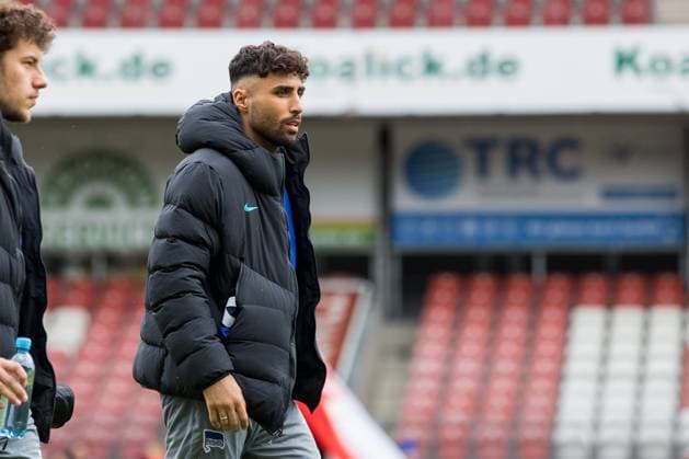 Cottbus, Germany 01 April 2023 Regionalliga Nord Ost 2022 2023 FC Energie Cottbus vs Hertha BSC II In picture Nader El Jindaoui Hertha BSC II Stadion der Freundschaft Brandenburg Copyright: xFotostandx xWeilandx