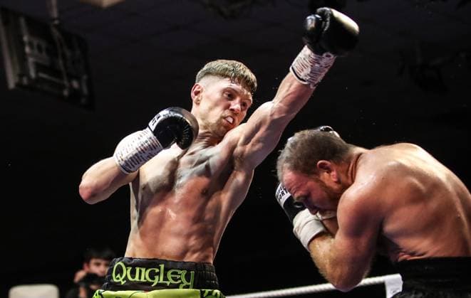 Sport Themen der Woche KW13 Sport Bilder des Tages Elite Sports Promotions Presents ˜The Return™, National Stadium, Dublin 1 4 2023 Jason Quigley vs Anatoli Hunanyan Jason Quigley Jason Quigley 1 4 2023  Copyright: x INPHO EvanxTreacyx E1113611