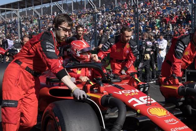 April 2, 2023, Melbourne, Australia: Charles Leclerc (MCO) sits in his 16) Ferrari SF-23 as it is moved onto the grid prior to the start of the 2023 Formula 1 Rolex Australian Grand Prix in Melbourne, Australia. Melbourne Australia - ZUMAl303 20230402_zaf_l303_013 Copyright: xSydneyxLowx