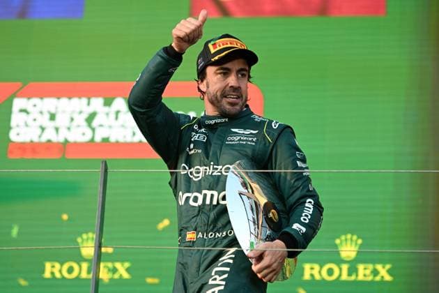 F1 Grand Prix of Australia Fernando Alonso of Spain celebrates following the 2023 Formula 1 Australian Grand Prix at Albert Park in Melbourne on the 2nd of April, 2023. Melbourne Australia  Copyright: xMorganxHancockx originalFilename:hancock-f1grandp230402_npzaC.jpg