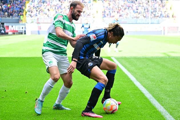 02 04 2023 Football season 2022 2023 2 Football Bundesliga 26 Matchday SC Paderborn 07 SCP SpVgg Greuther Fürth Kleeblatt Sportfoto Zink DFL regulations prohibit any use of photographs as image sequences and or quasi video only for editorial use Simon Asta 2, SpVgg Greuther Fürth Bashir Humphreys 3, SC Paderborn 07