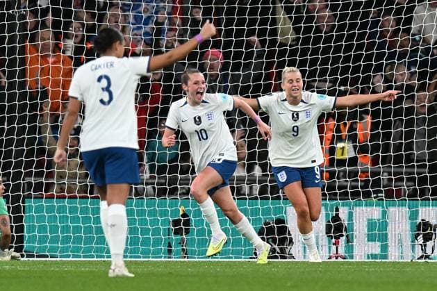 England Women v Brazil CONMEBOL UEFA Women s Champions Cup Finalissima Goal 1-0 - Ella Toone of England celebrates scoring the opening goal during the CONMEBOL UEFA Women s Champions Cup Finalissima match between England Women and Brazil at Wembley Stadium, London, England on 6 April 2023. London Wembley Stadium Greater London England Editorial use only , Copyright: xGrahamxHuntx PSI-17188-0031