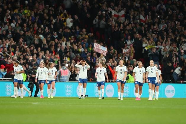 6th April 2023; Wembley Stadium, London, England; Womens Finalissima Football, England versus Brazil; England celebrate their team goal in the 23rd minute by Ella Toone of England for 1-0.  ActionPlus12494649 KatiexChan