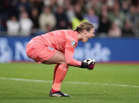 Mandatory Credit: Photo by Matt Impey Shutterstock (13861344n) Mary Earps of England during the penalty shoot out England v Brazil, Football, CONMEBOL-UEFA Women s Champions Cup, Wembley Stadium, Wembley, London, UK - 06 04 2023 Editorial use only England v Brazil, Football, CONMEBOL-UEFA Women s Champions Cup, Wembley Stadium, Wembley, London, UK - 06 04 2023 Editorial use only  Copyright: xMattxImpey Shutterstockx 13861344n