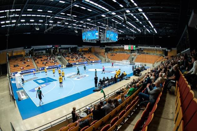 230407 Helsingborgs Arena interior during the match in the qualifiers for the Handball League between OV Helsingborg and HIF Karlskrona on April 7, 2023 in Helsingborg,  Copyright: AVDOxBILKANOVIC BB230407AB080