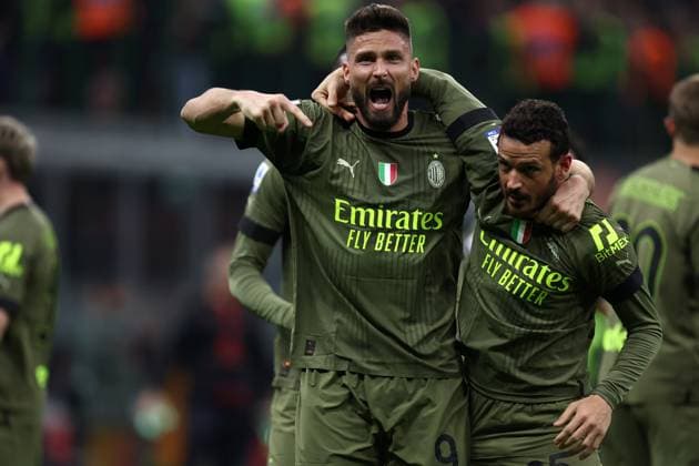 Sport Themen der Woche KW14 Sport Bilder des Tages Ac Milan - Empoli Fc Olivier Giroud of Ac Milan celebrates after scoring his team s first goal, the goal was later cancelled due to VAR intervention during the Serie A match beetween Ac Milan and Empoli Fc at Stadio Giuseppe Meazza on April 7, 2023 in Milano, Italy . Milano Stadio Giuseppe Meazza Italy Copyright: xMarcoxCanonierox