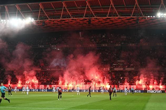 supporters of nice during OGC Nice vs Paris Saint Germain (PSG), French football Ligue 1 match in Nice, France, April 08 2023  Copyright: xAlessioxTarpini LiveMediax xipa-x xLivexMediax 0 IPA_IPA37201418