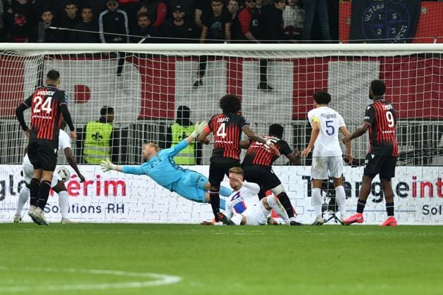 April 8, 2023, Nice, France: Nice, France, Allianz Riviera, April 08, 2023, sergio ramos (psg) scores the 0-2 during OGC Nice vs Paris Saint Germain (PSG) - French football Ligue 1 match. French football Ligue 1 match - OGC Nice vs Paris Saint Germain (PSG), Nice, France  - ZUMAl164 20230408_zsa_l164_700 Copyright: xAlessioxTarpinix