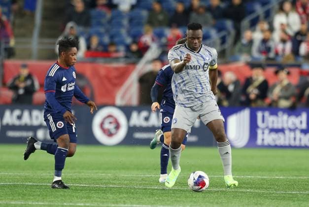 April 8, 2023; Foxborough, MA, USA; CF MontrÅ½al defender Kamal Miller (3) with the ball during an MLS, Fussball Herren, USA match between CF Montreal and New England Revolution. CSM Foxborough United States - ZUMAc04_ 20230408_zaf_c04_071 Copyright: xAnthonyxNesmithx