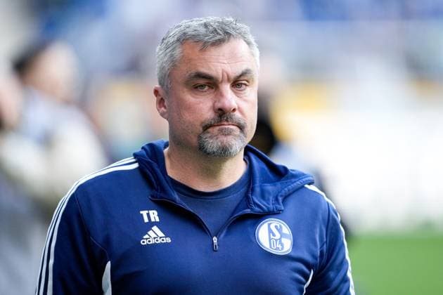 Thomas Reis coach, head coach, S04 , single image, single photo, action, actio n,portrait, portrait, 09 04 2023, Sinsheim Germany , football, Bundesliga, TSG 1899 Hoffenheim FC Schalke 04, DFB DFL REGULATIONS PROHIBIT ANY USE OF PHOTOGRAPHS AS IMAGE SEQUENCES AND OR QUASI VIDEO xozx