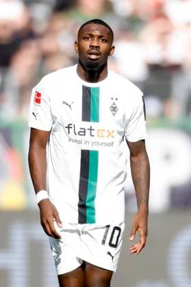 Mönchengladbach, Germany, 1 Football Bundesliga, 27 Matchday Borussia Mönchengladbach VFL Wolfsburg 2 0 09 04 2023 at Borussia Park in Mönchengladbach Marcus THURAM MG