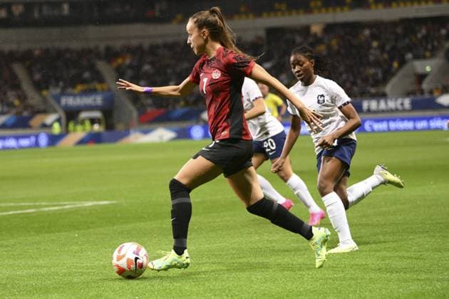 Julia Grosso (Can) FOOTBALL : France vs Canada - Match Amical - 11 04 2023 JBAutissier Panoramic 