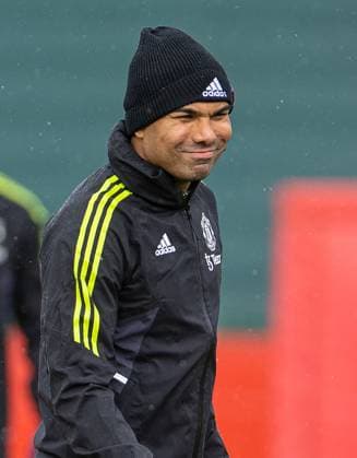 Football - UEFA Europa League - Quarter-Final 1st Leg - Manchester United, ManU FC v Sevilla FC - MD-1 MANCHESTER, ENGLAND - Wednesday, April 12, 2023: Manchester United s Carlos Henrique Casimiro during a training session at Carrington Training Ground ahead of the UEFA Europa League Quarter-Final 1st Leg match between Manchester United FC and Sevilla FC. MANCHESTER Carrington Training Ground GREATER MANCHESTER ENGLAND  Copyright: xDavidxRawcliffex P2023-04-12-Man_Utd_Sevilla_MD-1-13