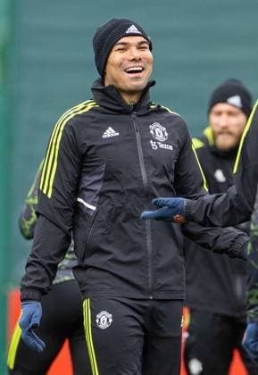 Football - UEFA Europa League - Quarter-Final 1st Leg - Manchester United, ManU FC v Sevilla FC - MD-1 MANCHESTER, ENGLAND - Wednesday, April 12, 2023: Manchester United s Carlos Henrique Casimiro during a training session at Carrington Training Ground ahead of the UEFA Europa League Quarter-Final 1st Leg match between Manchester United FC and Sevilla FC. MANCHESTER Carrington Training Ground GREATER MANCHESTER ENGLAND  Copyright: xDavidxRawcliffex P2023-04-12-Man_Utd_Sevilla_MD-1-25