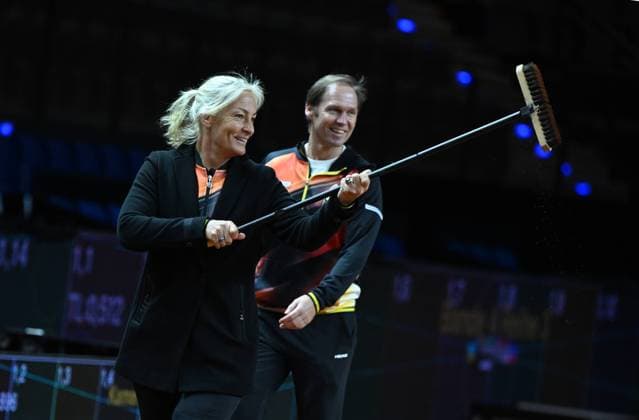 Sport Themen der Woche KW15 Sport Bilder des Tages 2023 BJKC Qualifiers Stuttgart Germany vs Brasil Teamcaptain Rainer Schuettler (GER) , Barbara Rittner (GER) *** 2023 BJKC Qualifiers Stuttgart Germany vs Brasil Teamcaptain Rainer Schuettler GER , Barbara Rittner GER