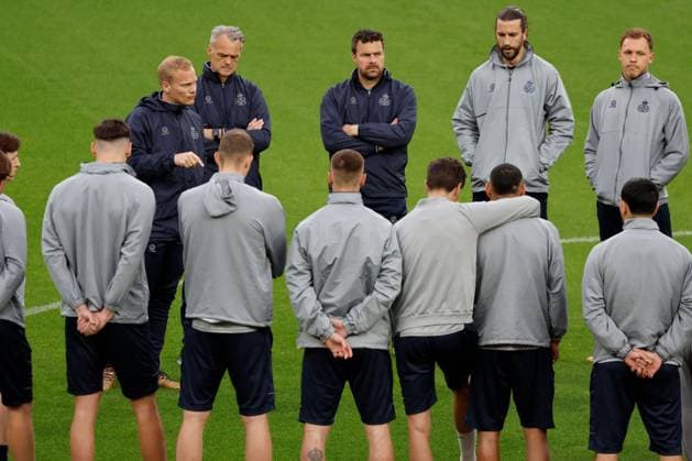 LEVERKUSEN, BELGIUM - APRIL 12 : Geraerts Karel head coach of Union St-Gilloise pictured during a training session the day before the UEFA Europa League Quarter-finals, 1st leg match between Leverkusen and Union SG at the BayArena on April 12, 2023 in Leverkusen, Belgium, 12 04 2023 ( Leverkusen v Union SG - UEFA Europa League - media activities PhotoNews Panoramic 