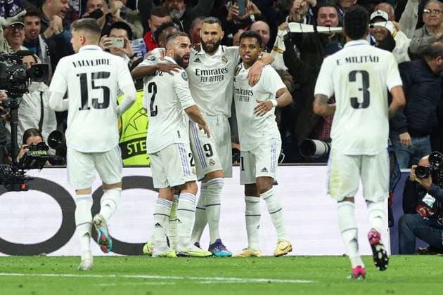 Sport Themen der Woche KW15 Sport Bilder des Tages Mandatory Credit: Photo by Paul Currie Shutterstock (13867458bx) Karim Benzema of Real Madrid celebrates scores the 1st goal Real Madrid v Chelsea, UEFA Champions League, Quarter-Final, First Leg, Football, Santiago Bernabeu Stadium, Madrid, Spain - 12 Apr 2023 Real Madrid v Chelsea, UEFA Champions League, Quarter-Final, First Leg, Football, Santiago Bernabeu Stadium, Madrid, Spain - 12 Apr 2023  Copyright: xPaulxCurrie Shutterstockx 13867458bx