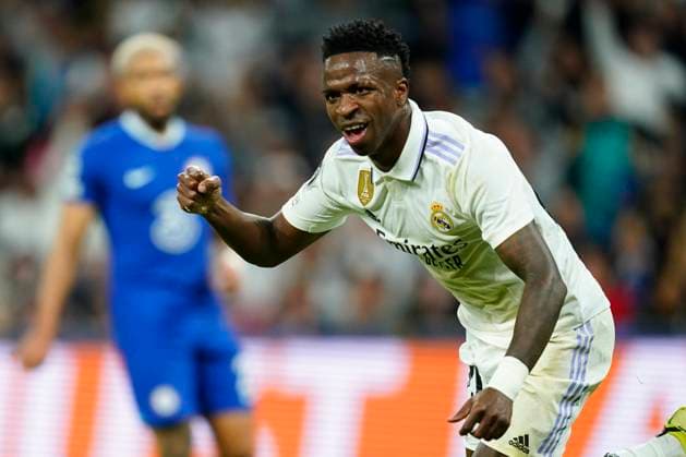 Sport Bilder des Tages ESP: Real Madrid v Chelsea FC. La Liga Santander Vinicius Jr of Real Madrid during the UEFA Champions League match, Quarter-Finals, 1st leg between Real Madrid and Chelsea FC played at Santiago Bernabeu Stadium on April 12, 2023 in Madrid, Spain. kpng Copyright: xSergioxRuizx xPRESSINx PS_230412_012