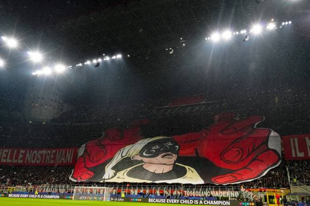 AC Milan v SSC Napoli: Quarterfinal First Leg - UEFA Champions League AC Milan Supporters during AC Milan against SSC Napoli, Uefa Champions League Quarter finals, at Giuseppe Meazza Stadium on February 14th, 2023. Milan Italy Italy  Copyright: xAlessioxMorgesex originalFilename:morgese-acmilana190210_np5Q7.jpg