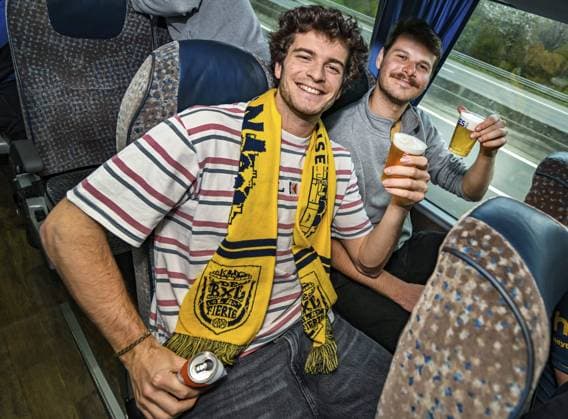 LEVERKUSEN, BELGIUM - APRIL 13 : On the road with Royale Union Saint-Gilloise before the UEFA Europa League Quarter-finals, 1st leg match between Leverkusen and Union SG at the BayArena on April 13, 2023 in Leverkusen, Belgium, 13 04 2023 ( Leverkusen v Union SG - UEFA Europa League PhotoNews Panoramic 