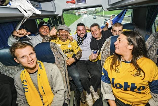 LEVERKUSEN, BELGIUM - APRIL 13 : On the road with Royale Union Saint-Gilloise before the UEFA Europa League Quarter-finals, 1st leg match between Leverkusen and Union SG at the BayArena on April 13, 2023 in Leverkusen, Belgium, 13 04 2023 ( Leverkusen v Union SG - UEFA Europa League PhotoNews Panoramic 